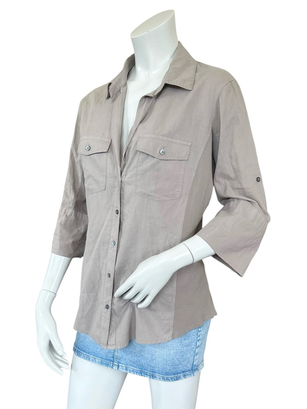 Standard James Perse Mixed Material Side Panel Button Down Collared Shirt 4/XL - Picture 7 of 9